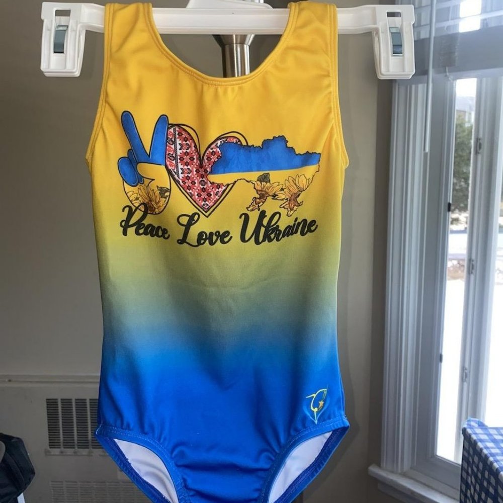 Gymnastic Leotard  CS  Peace Love Ukraine